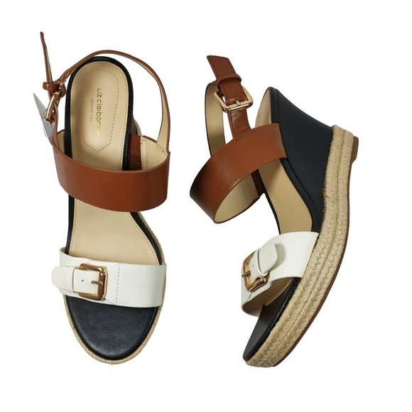 Liz Claiborne Shoes - Liz Claiborne Women's NEW Marley Cognac Multi Espadrille Wedge Strap Sandals 11